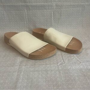 Women's Cream Slide Sandals - Minimal Cork Footbed